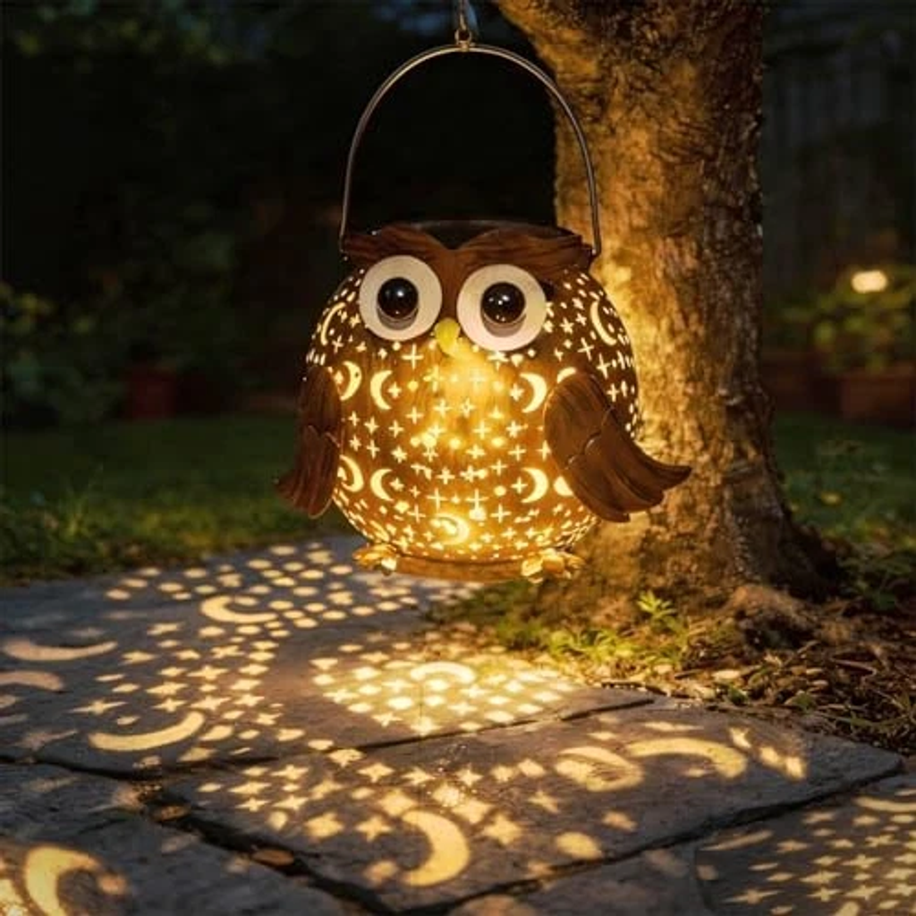 Solar Lights Outdoor Garden Decor, Solar Lanterns Outdoor Waterproof Metal Owl