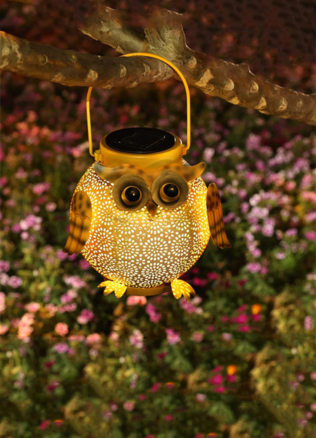 Solar Lights Outdoor Garden Decor, Solar Lanterns Outdoor Waterproof Metal Owl