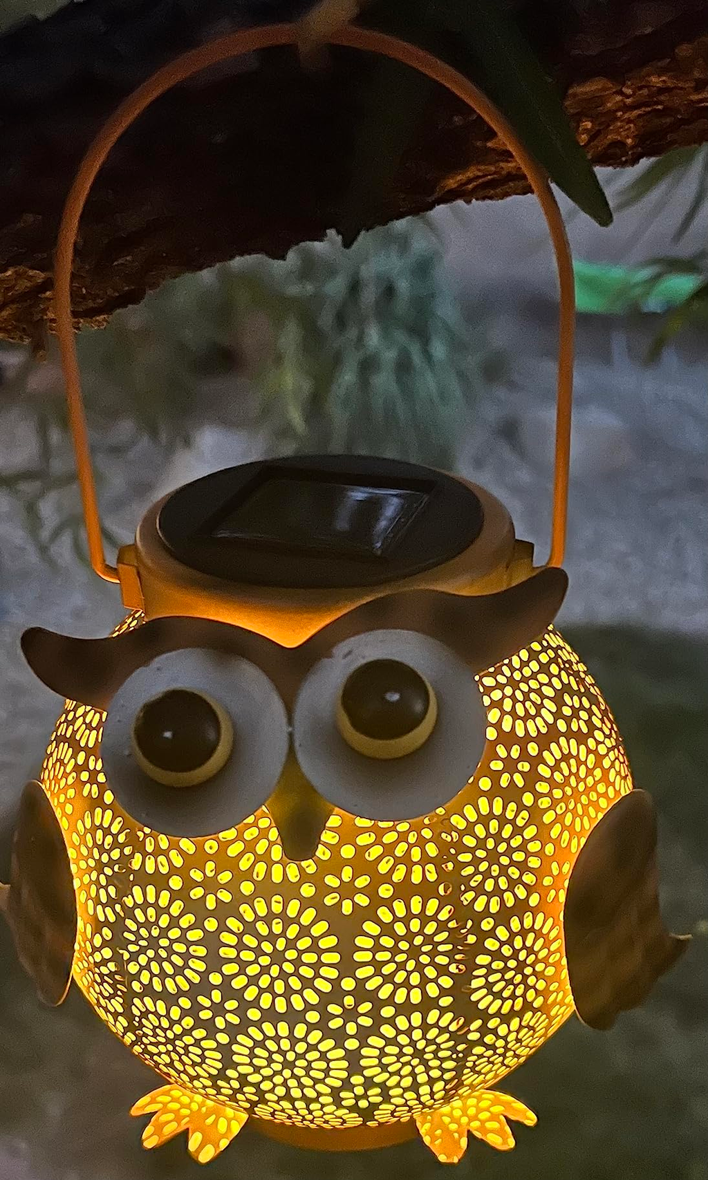 Solar Lights Outdoor Garden Decor, Solar Lanterns Outdoor Waterproof Metal Owl