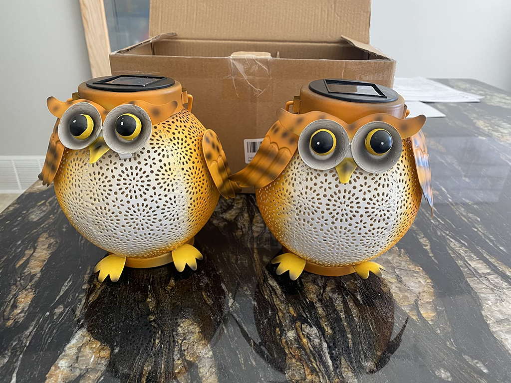 Solar Lights Outdoor Garden Decor, Solar Lanterns Outdoor Waterproof Metal Owl