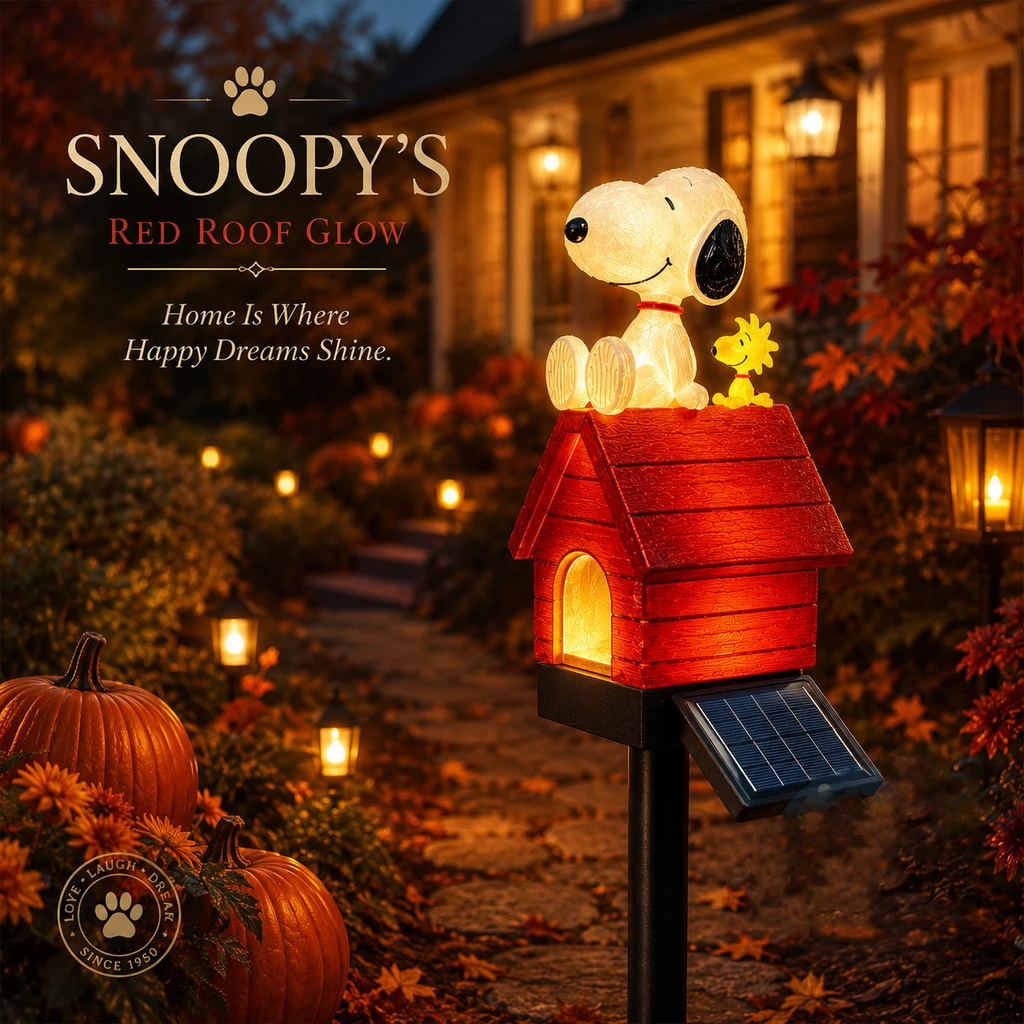 Snoopy Woodstock Red Roof Glow Since 1950 Garden Stake Light